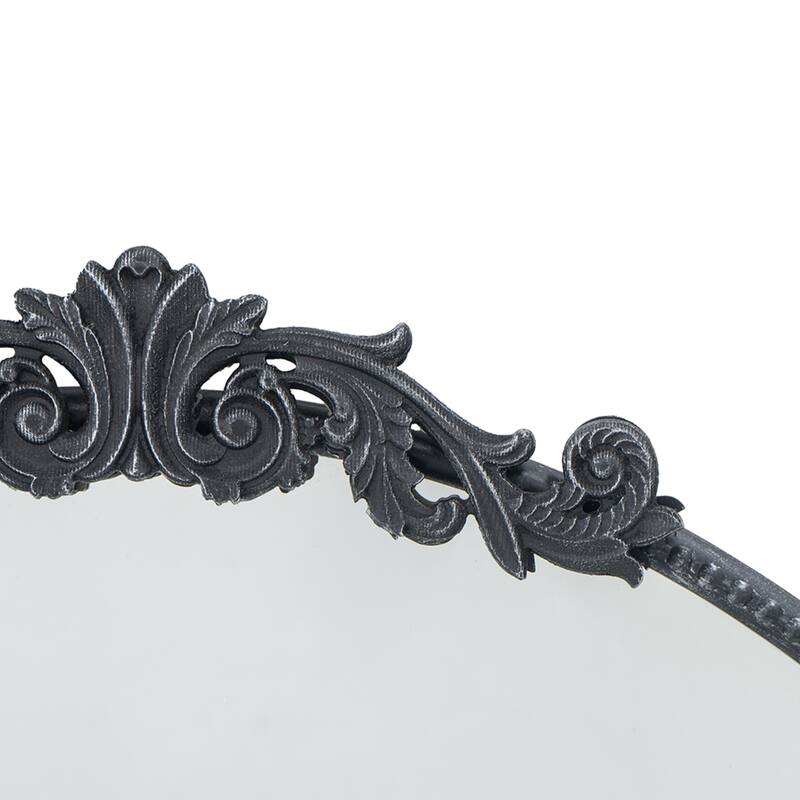 Baroque Style Round Wall Mirror - 32" - Black