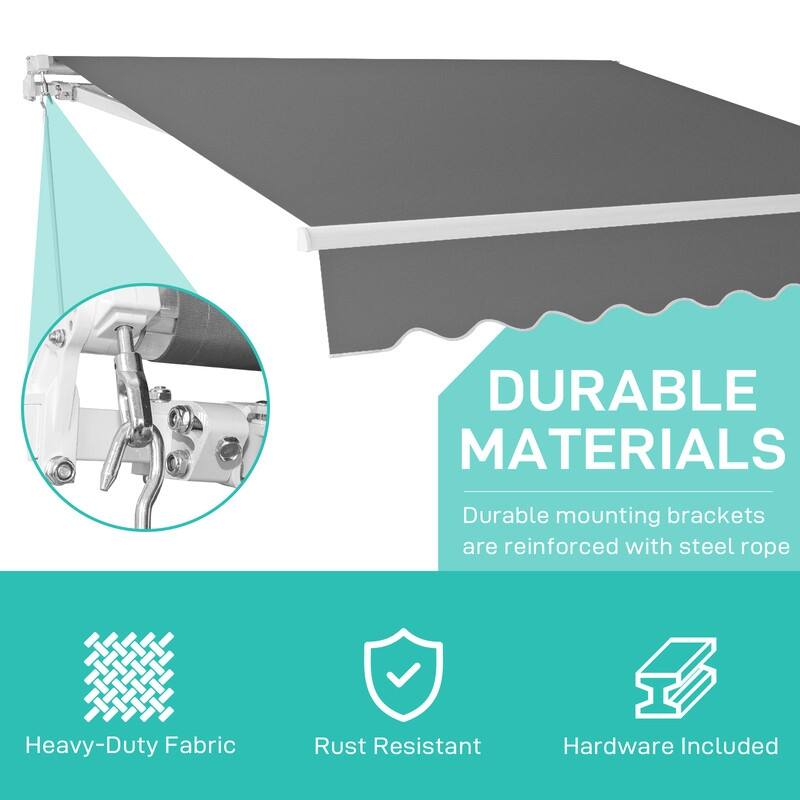 13FT x 8FT Steel Retractable Awning Sunshade Manual Open