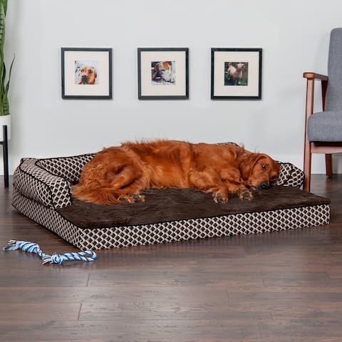 FurHaven Pet Bed Plush & Décor Comfy Couch Orthopedic Sofa-Style Dog Bed