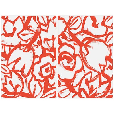 Empire Art Direct Scarlet Blooms Floral Printed Tempered Glass Wall Art - Multi-Color