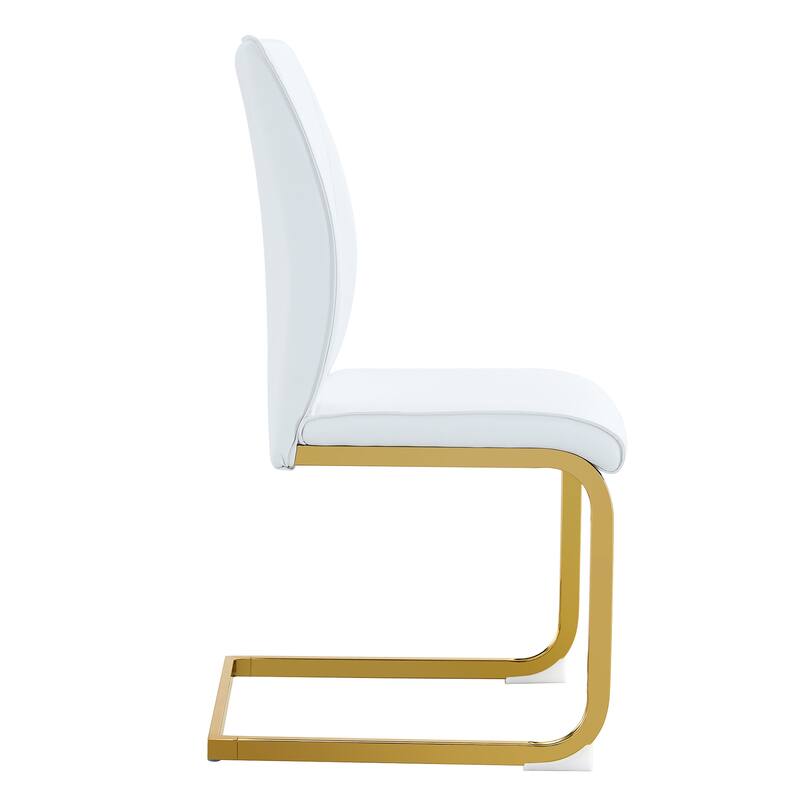 Set of 8 Dining Chair with Arched Metal Gold Leg