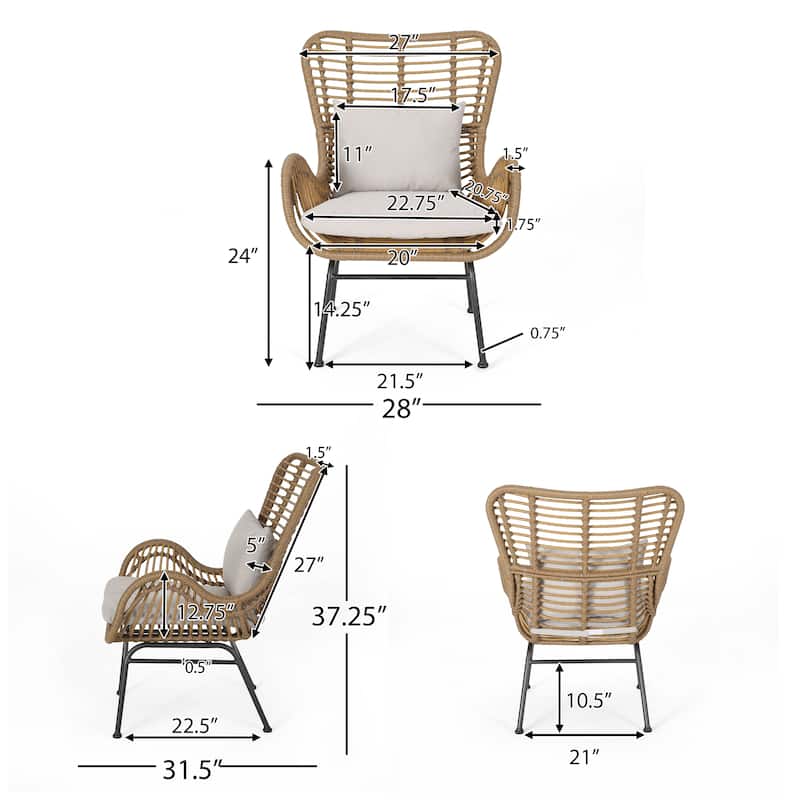 Montana Indoor/Outdoor Wicker Club Chairs with Cushion (Set of 2) by Christopher Knight Home