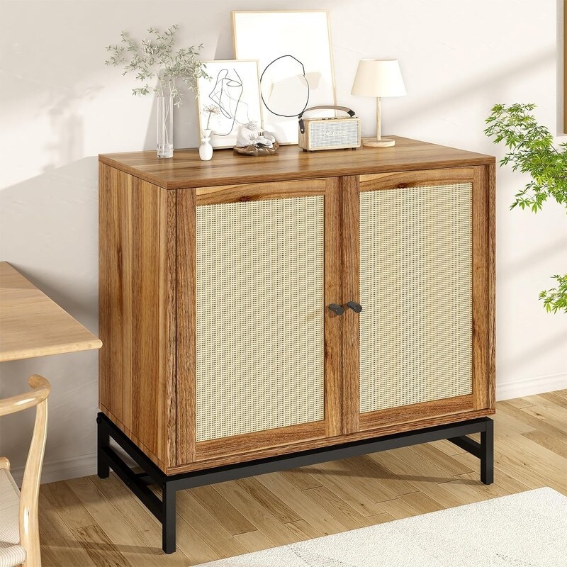Black and Cane Bamboo Accent Storage Cabinet - On Sale - Bed Bath & Beyond  - 35173727