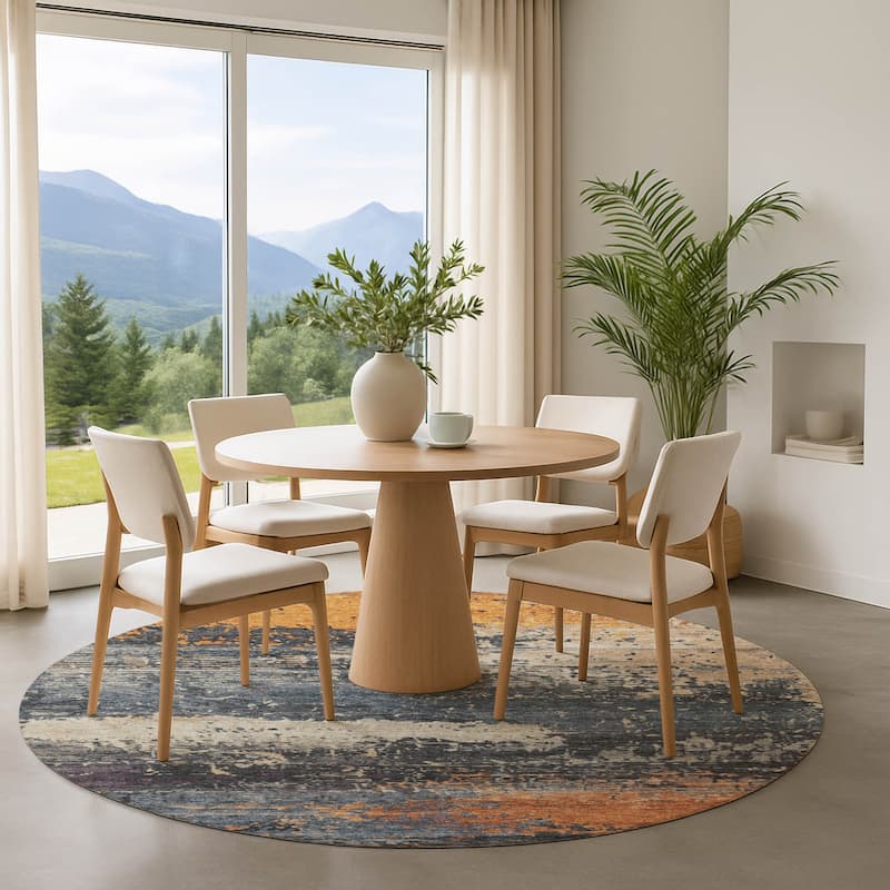 Premium Washable Super Soft Abstract Modern Mayfield Rug - Blue - 8' x 8'