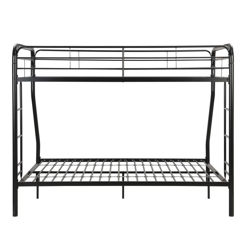 Twin Over Full Metal Bunk Bed w/Safety Guardrails and Ladders, Black