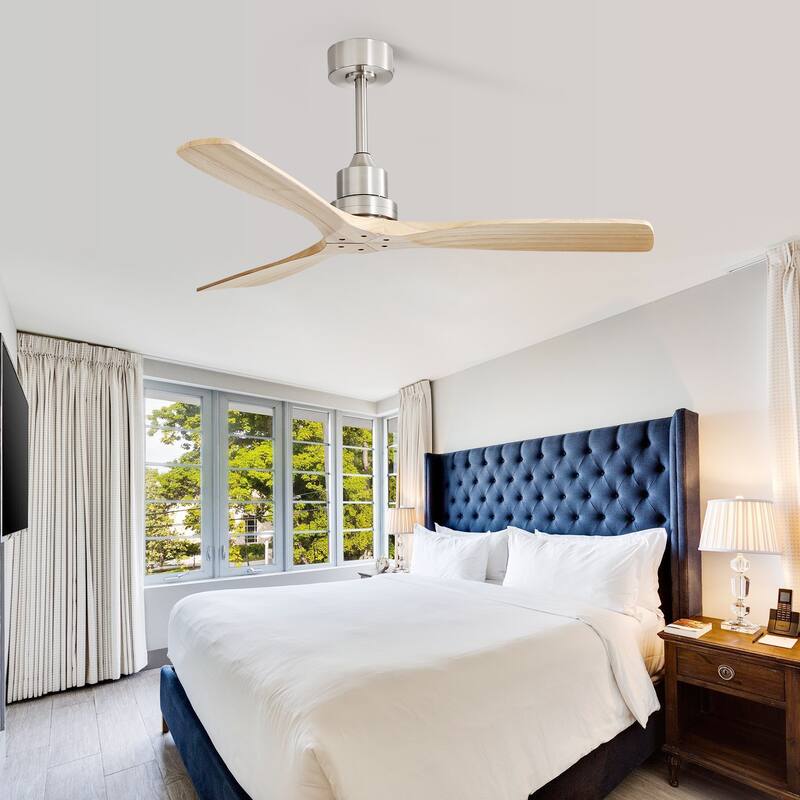 52''/60" Large Ceiling Fan without Lights, Remote Control and Reversible Motor Included, 3 Wood Blades