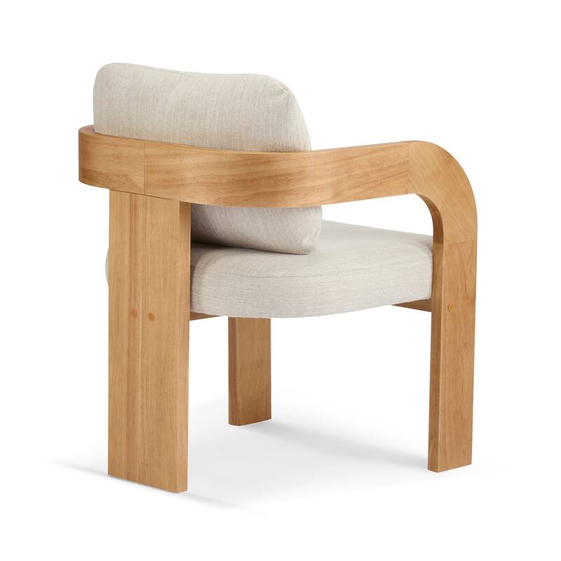 Set of 2 Solid Wood Frame Dining Chairs with Pillow & Back