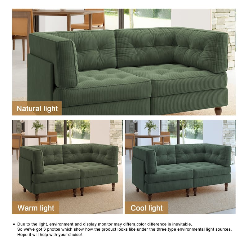Oversized Sofa Corduroy Tufted Modular Sectional Set