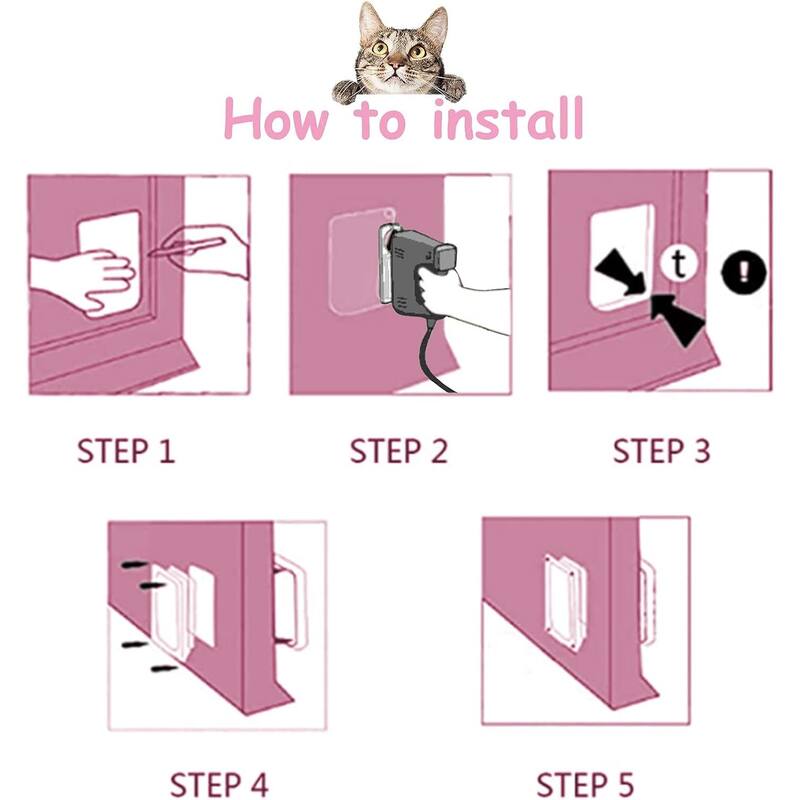 4-Way Locking Cat Door Flap ,Weatherproof for Interior/Exterior, Fits Cats & Dogs