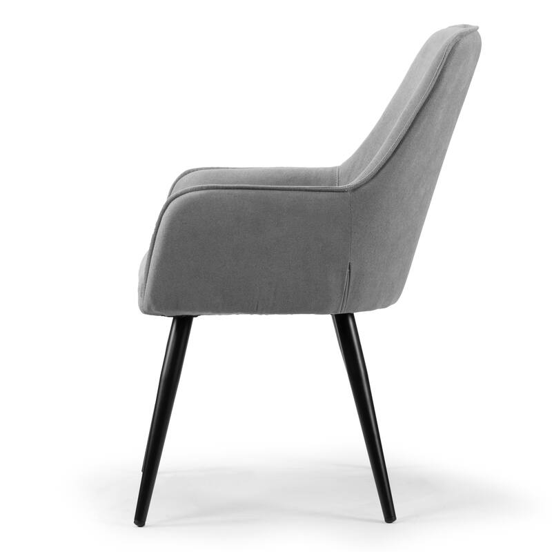 Set of 2 Amir Grey Dining Chair with Black Metal Legs and Square Arms