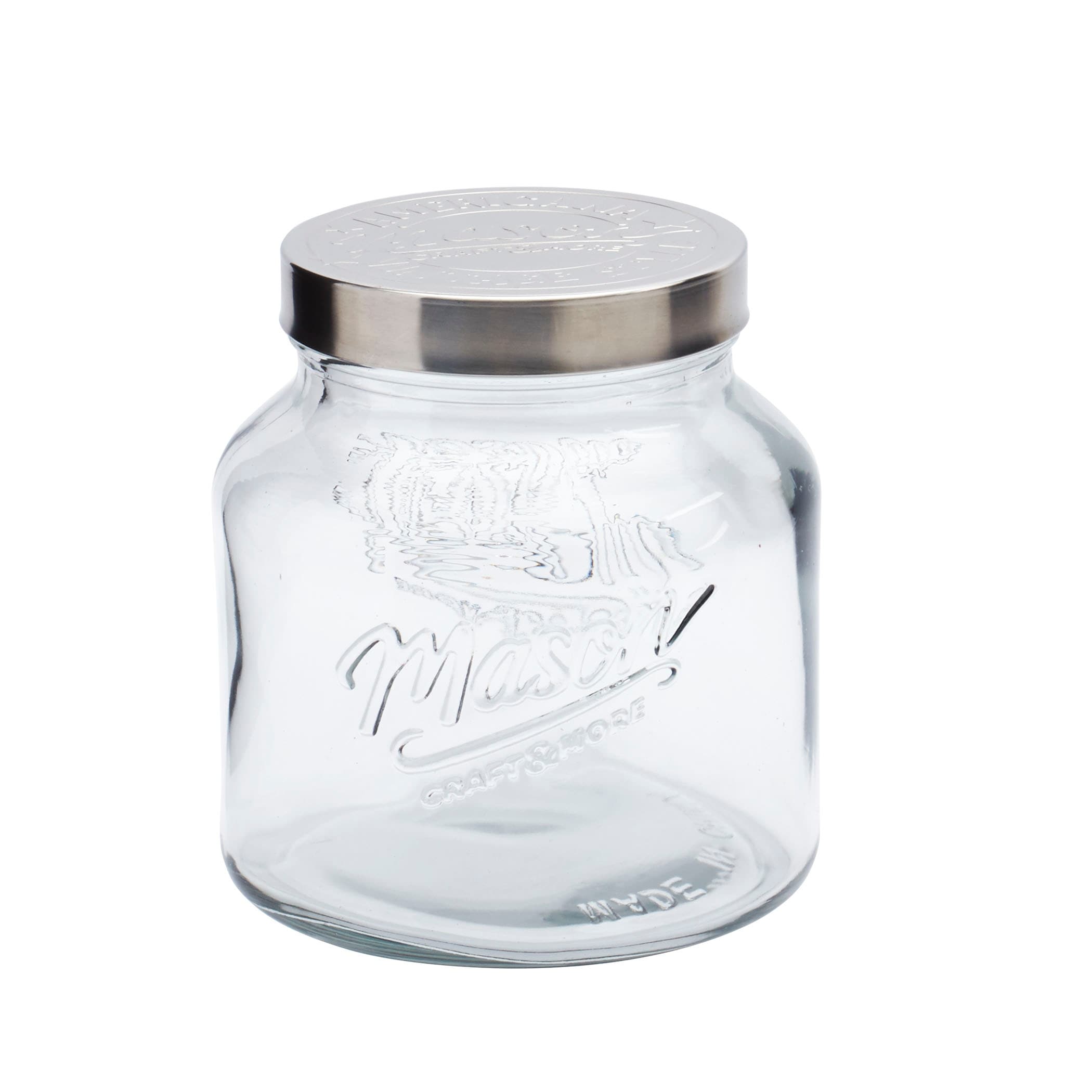Mason Craft & More Vintage Storage Jars Mason Craft & More European Belly Glass  Canisters W/ Acacia Wood Lids - Set Of 4 & Reviews