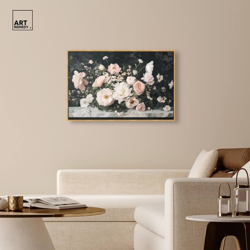 Marble and Blooms Canvas by Art Remedy