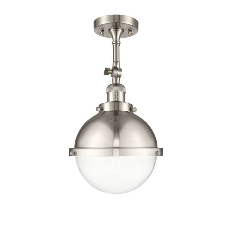 Innovations Lighting Franklin Restoration Hampden - 1 Light 9" Semi-Flush Mount - Clear/Brushed Satin Nickel