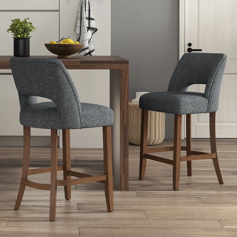 Set of 2/4/6,Upholstered Counter Height Bar Stools,Modern Counter Stools with Wood Legs for Kitchen Island Dining Room Bar