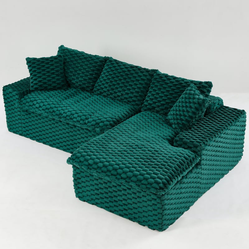 L-Shaped Sleeper Sectional Sofa Convertible Straight Sofa, Loveseat and Chaise Lounge Set for Living Room