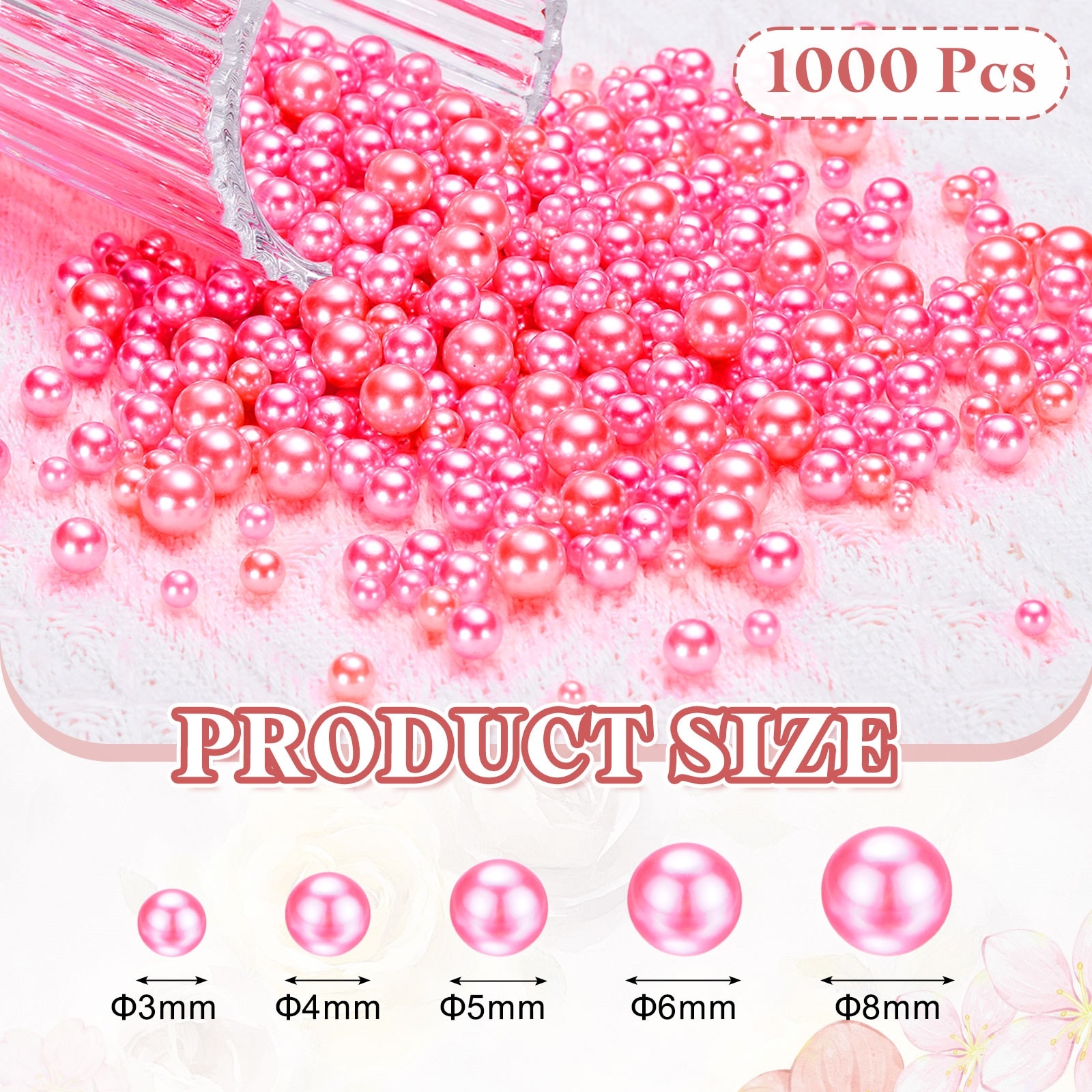 No Hole Pearls, Mini Round Faux Pearl for Art Crafts Jewelry Making Nail Vase Filler Birthday