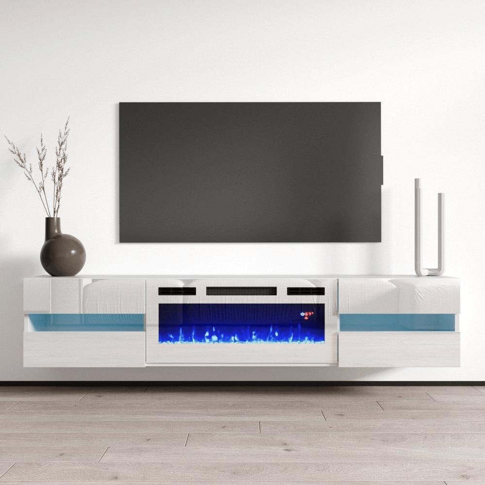 Meble Furniture Metro WH-EF Electric Fireplace TV Stand for up to 80" TVs - 72"W x 15"H