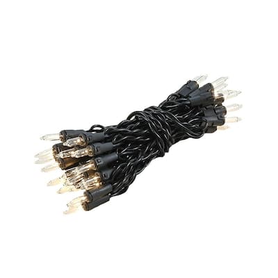 35 Light Clear Christmas Craft Mini Light Set, Non-Connectable, Black Wire, 13'