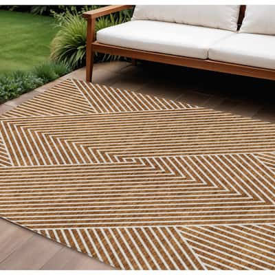 HomeRoots Geometric Transitional Rectangle Outdoor Rug