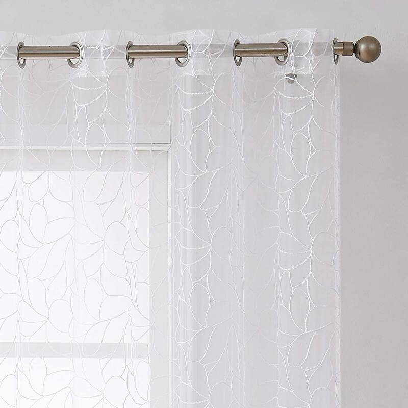 Olivia Embroidered Voile Sheer Grommet Curtain Panels for Any Room