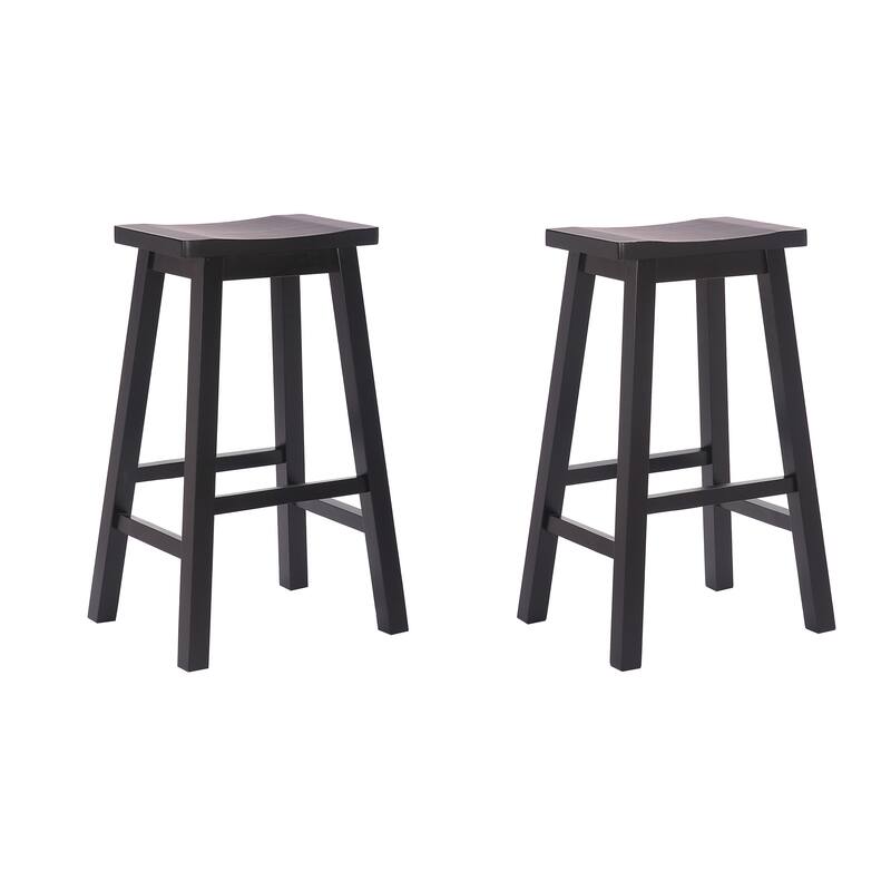 Tylor 29" Saddle Seat Solid Wood Bar Stools (Set of 2)