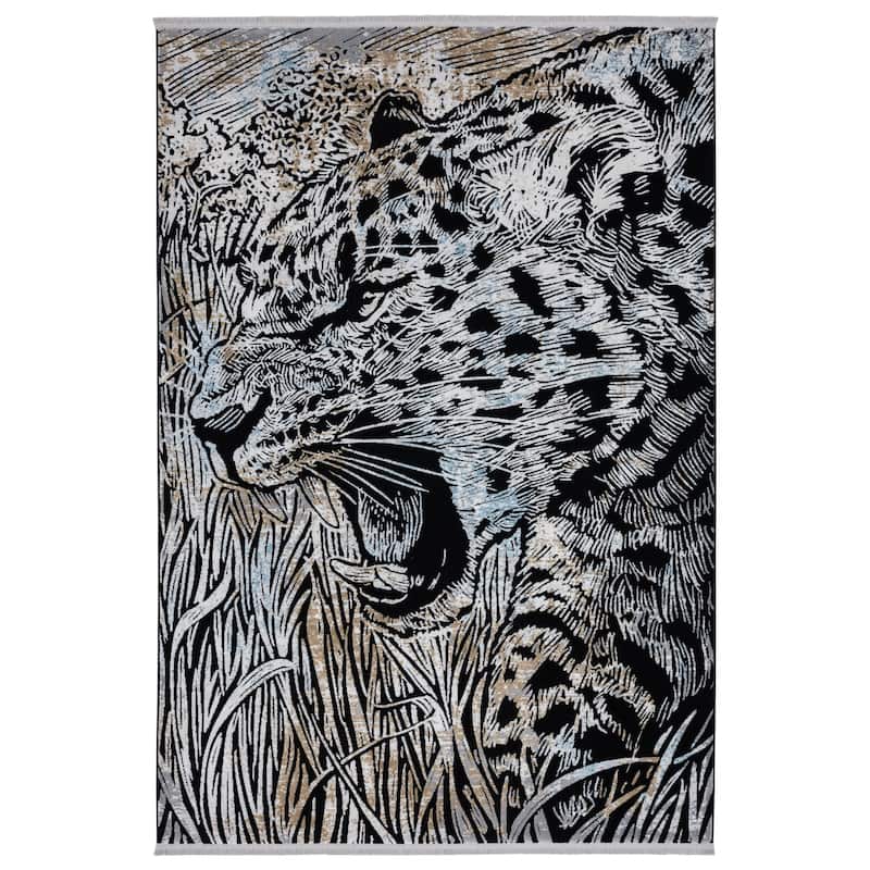Xanthos Collection Black/Light Grey Area Rug