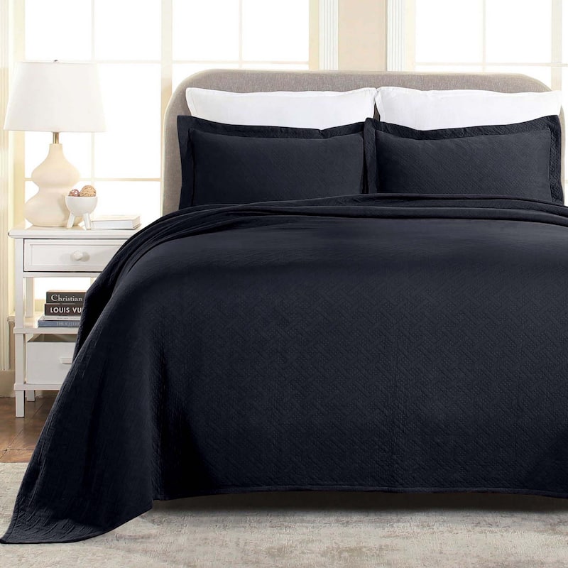 Superior Basketweave Cotton Decorative Bedspread Set