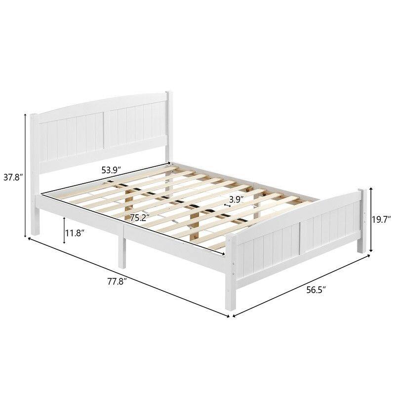 Full Size Solid Wood Bed Frame White