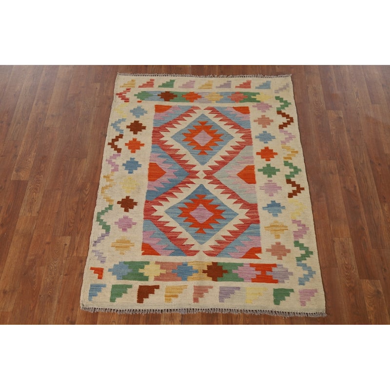 Southwestern Kilim Area Rug Oriental Flatweave Wool Carpet - 3'3"x 4'7"
