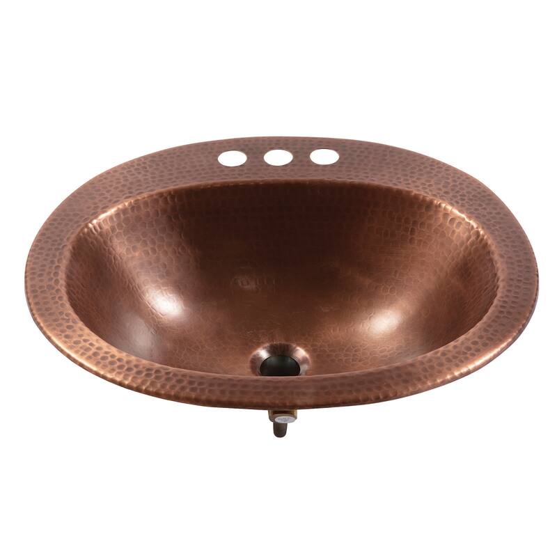 Seville Antique Copper 20" Oval Drop-In Bath Sink with Care Kit