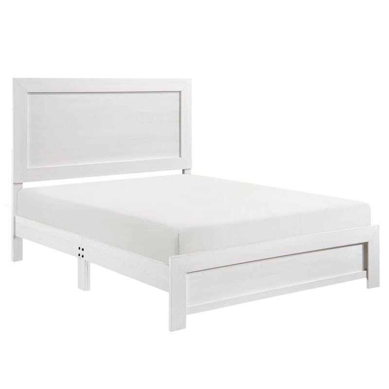 Queen Size Panel Bed with Headboard and Footboard, White Finish, Bed in a Box