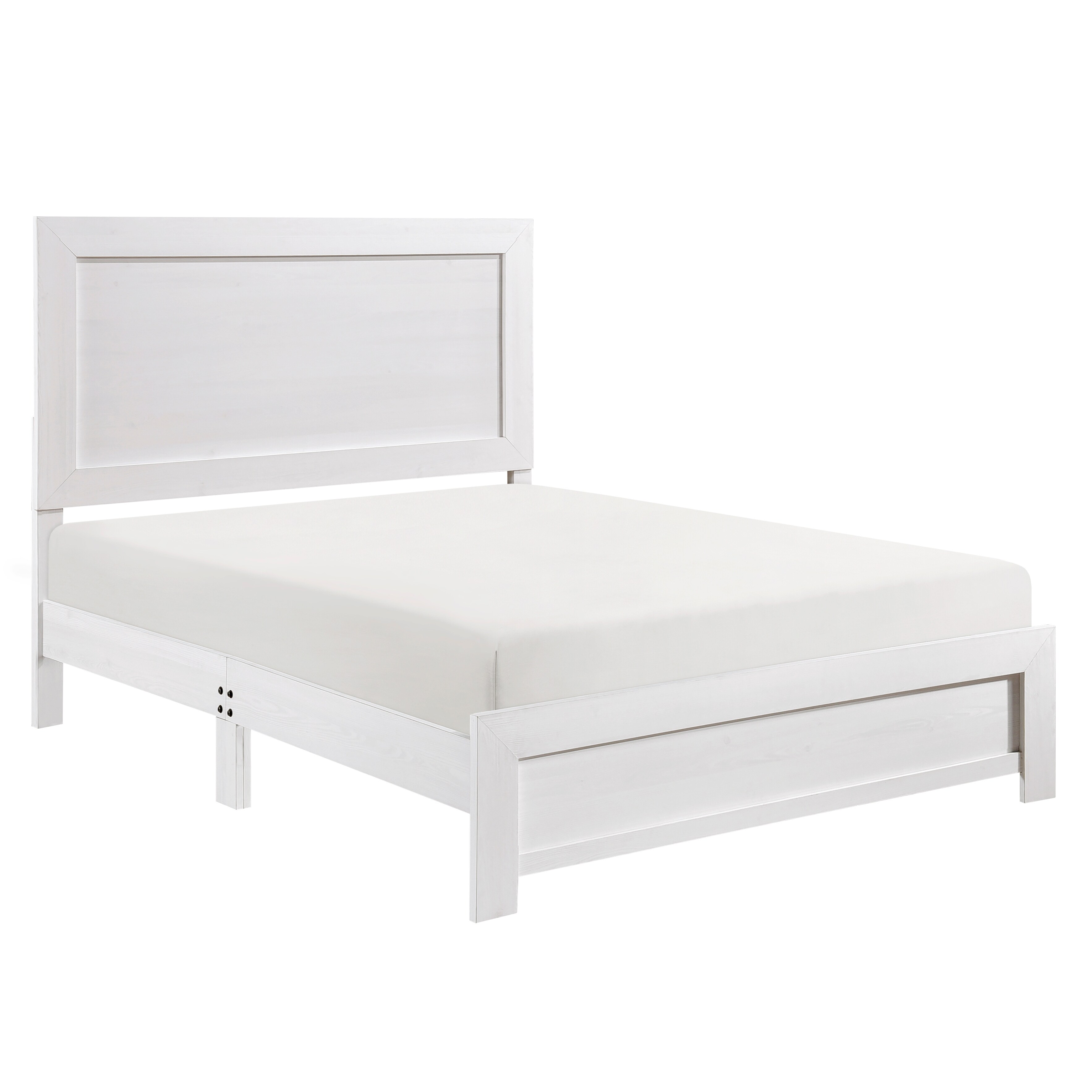 White Finish Panel Bed Wooden Bedroom Furniture 1pc