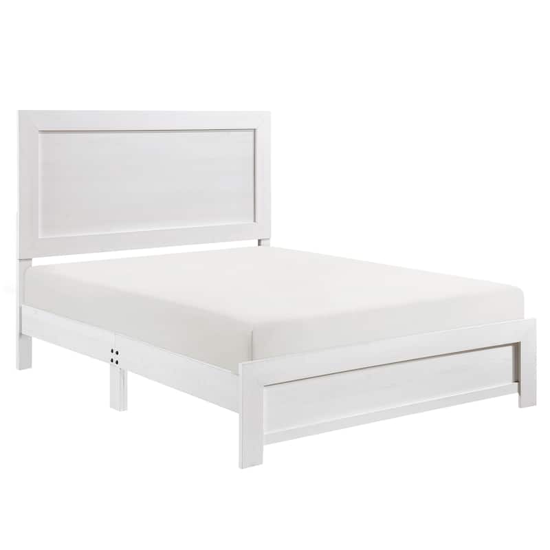 White Finish Queen Size Panel Bed Wooden Bedroom Furniture 1pc, Bed in a Box - White