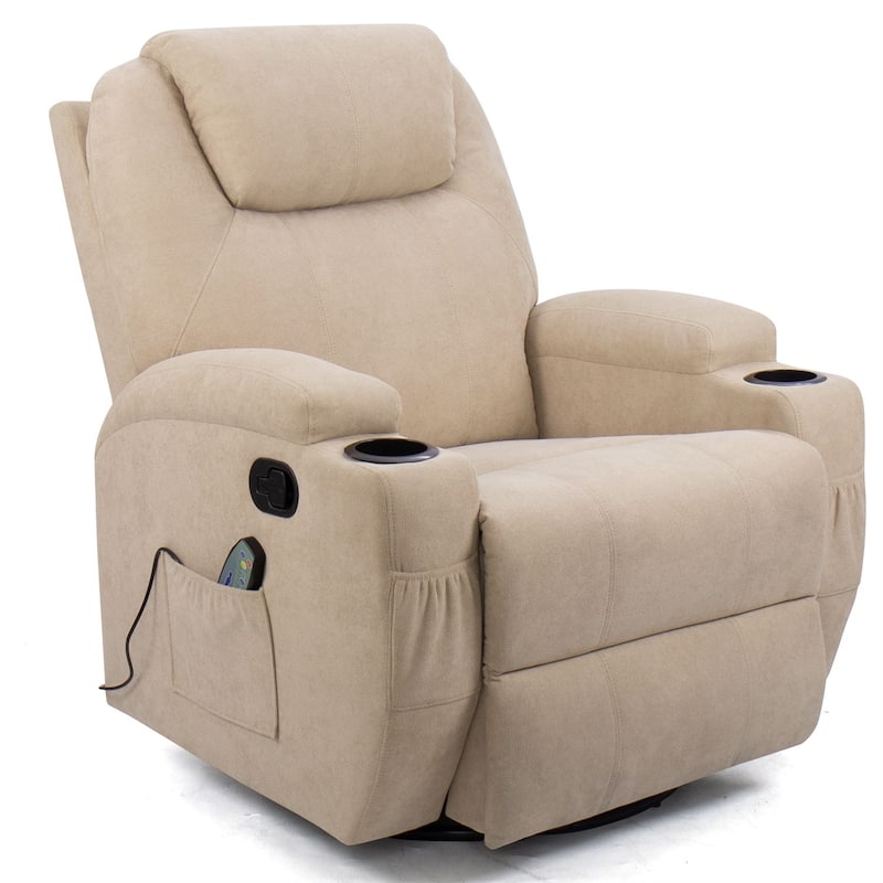 Homall Massage Recliner Chair Swivel Fabric Living Room Sofa - Beige