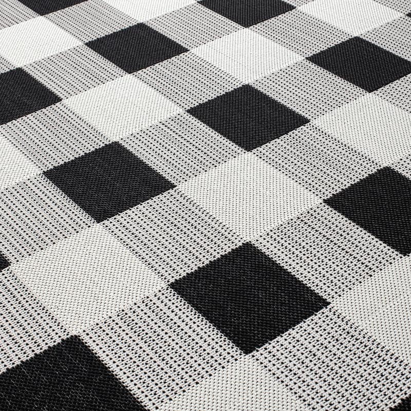 Plaid Checkered Indoor/Outdoor Flatweave Waterproof Backyard Patio Area Rug