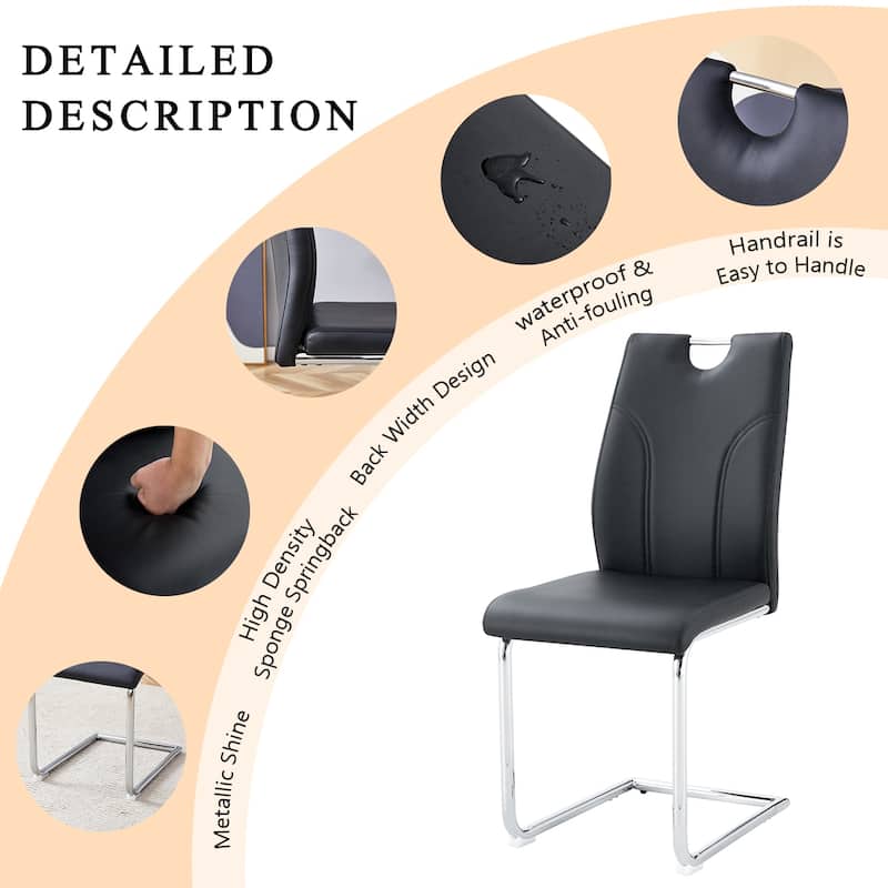 Roomfitters Set of 4 White PU Dining Chairs with Silver Legs, Modern Design for Dining or Office