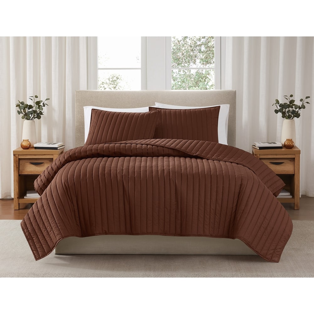 Brooklyn Loom Solid Cotton Percale Quilt Set