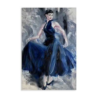 Stupell Stylish Woman in Blue Dress Canvas Wall Art Design By Lucille Lee