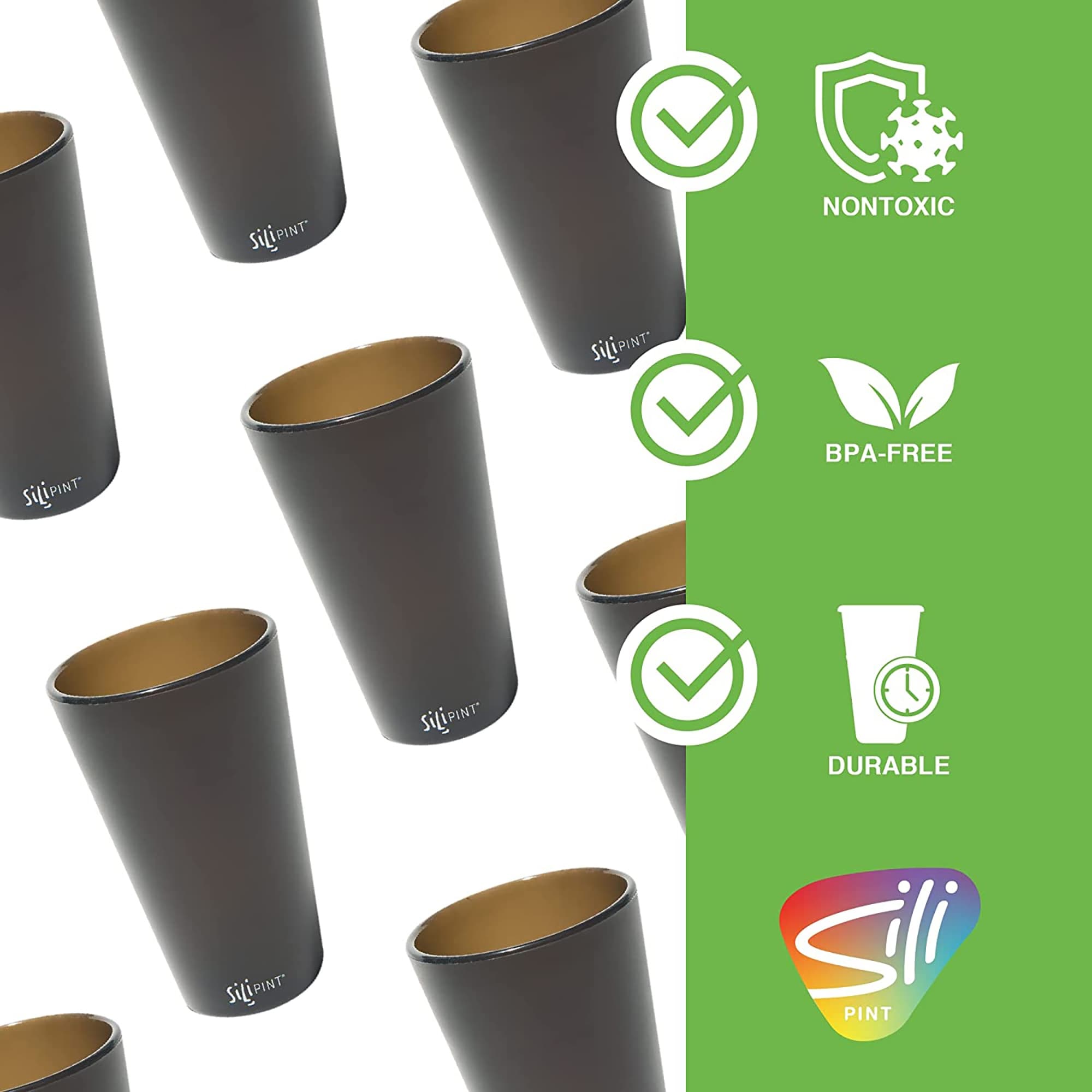 Silipint: Silicone 32oz Straw Tumblers: 2 Pack Sugar Rush - Reusable  Unbreakable Cup, Flexible, Hot/Cold, Airtight Lid