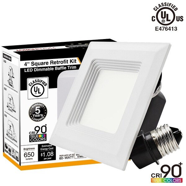 Shop High CRI 90+ 4 inch Dimmable Retrofit LED Square ...