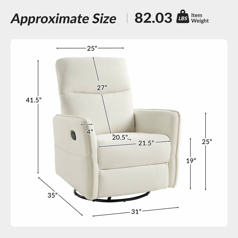Curtis Rocker Swivel Recliner with Two Side Pockets by HULALA HOME