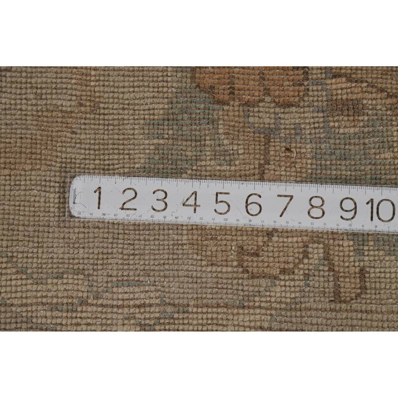 Transitional Beige Oushak Turkish Area Rug Hand-Knotted Wool Carpet - 7'11"x 9'11"