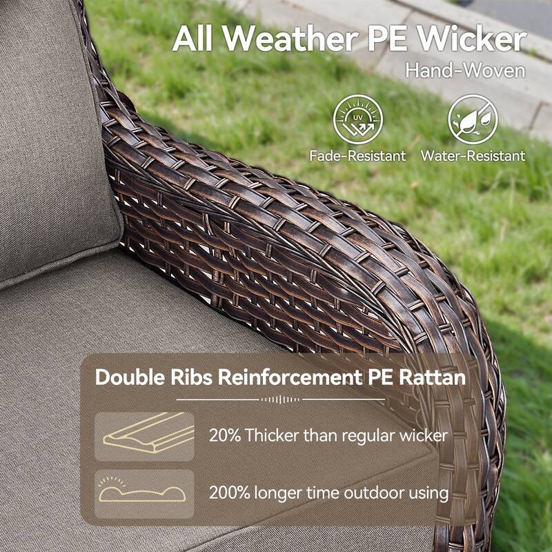 Pocassy Outdoor 6" Swivel Chairs with Fire Pit Table