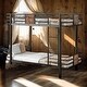 preview thumbnail 2 of 5, Industrial Modern Space-saving Twin XL over Twin XL Metal Bunk Bed with MDF Board Guardrail and Two Storage Drawers, Black