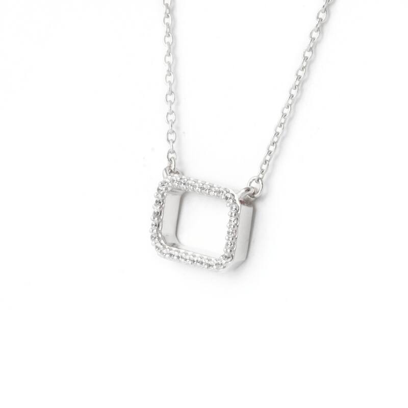 1/10ct Diamond Geometric Pendant Necklace in Silver for Women