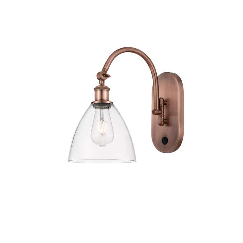 Innovations Lighting Ballston Bristol Glass - 1 Light 8" Sconce - Arm Swivels Side To Side - Clear/Antique Copper
