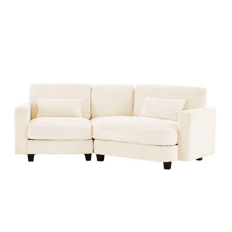 Multi-seat(3/4/5 seats) Corduroy Sectional Sofa, Modular Couch for Living Room & Business - Beige - Right Facing