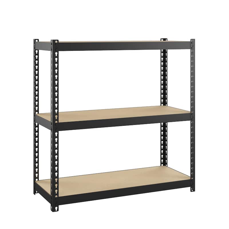 Space Solutions 1000 Riveted Steel Shelving 3-Shelf Unit, 12D x 30W x 30H, Black