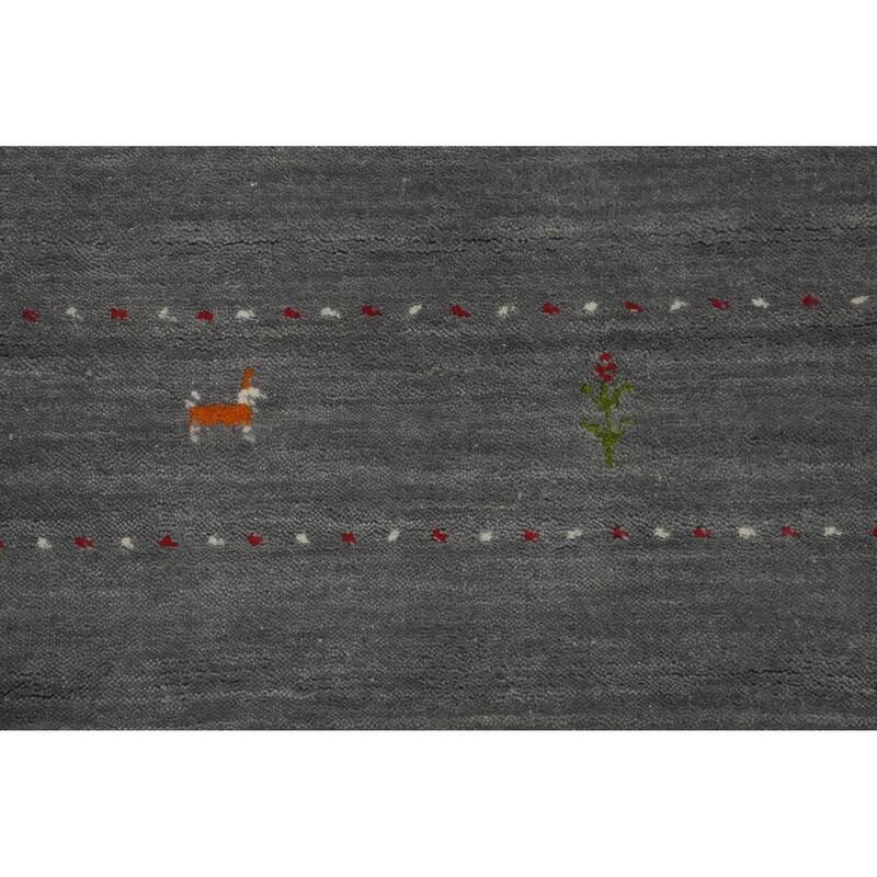 Little Animals Wool Design Gabbeh Oriental Accent Rug Tribal Geometric Carpet - 5' 7'' X 4' 2''