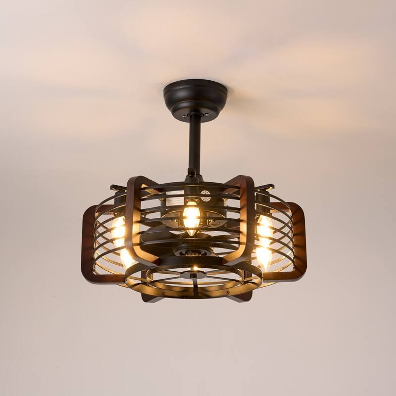 20" Farmhouse Caged Ceiling Fan with Light and Remote - 20 inch